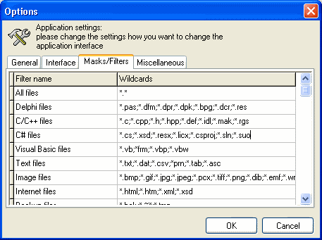 Custom defined wildcards