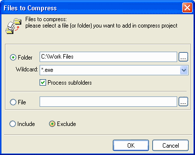 Add folder or file to Archive Express project