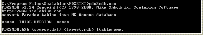 Command line (console) mode for pdx2mdb
